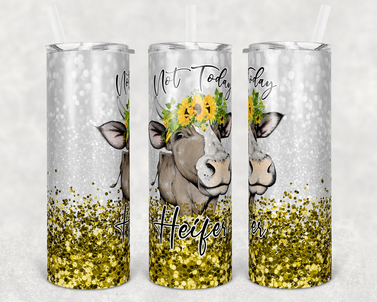 Cow, Heifer Anmial - 20oz or 30oz Skinny Tumblers w/ Lid and Metal Straw