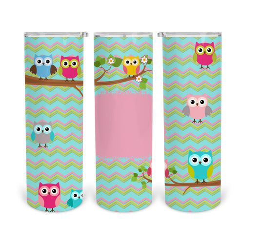 Owl Animal - 20 or 30oz Skinny Tumblers w/ Lid and Metal Straw