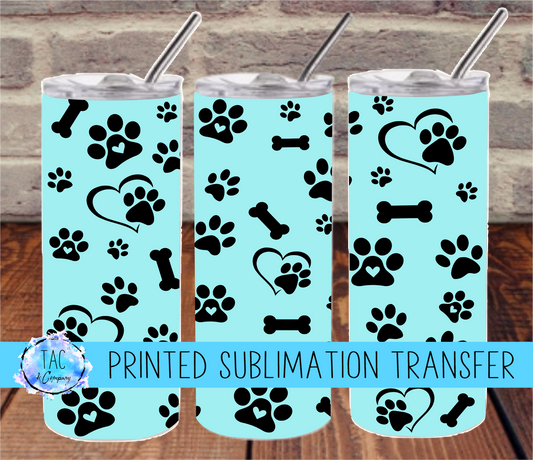 Dog Paws Teal -Sublimation Print (This Is Not A Digital File)