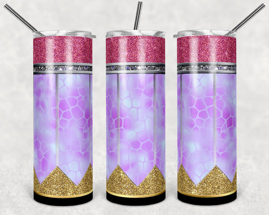 Pencil Giraffe Animal - 20 or 30oz Skinny Tumblers w/ Lid and Metal Straw