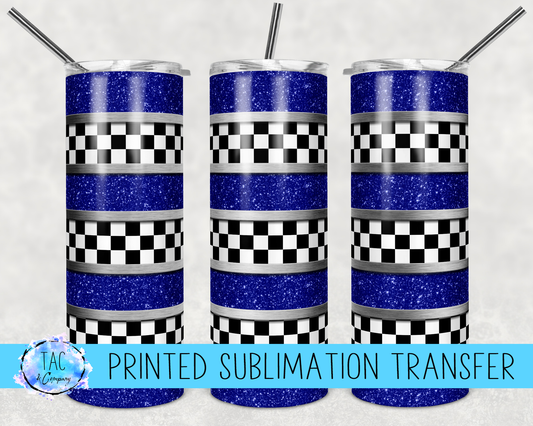 Racing Stripes Blue -Sublimation Print (This Is Not A Digital File)