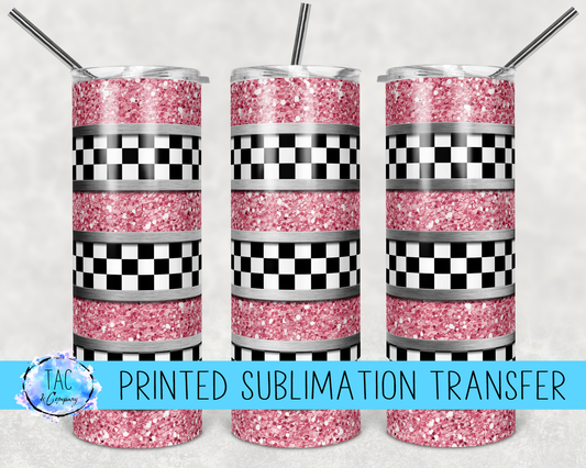 Racing Stripes Pink -Sublimation Print (This Is Not A Digital File)