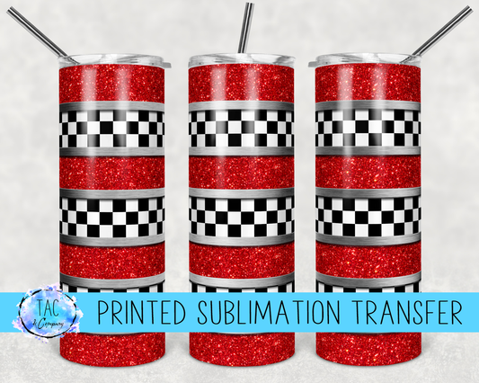 Racing Stripes Red -Sublimation Print (This Is Not A Digital File)