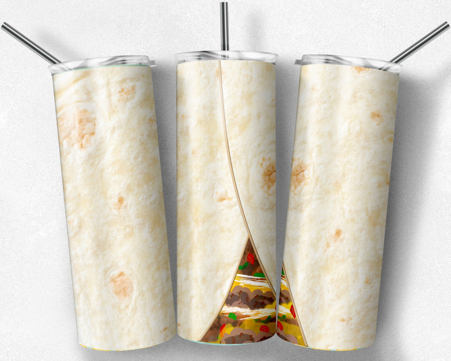 Burrito Taco- 20oz or 30oz Skinny Tumblers w/ Lid and Metal Straw