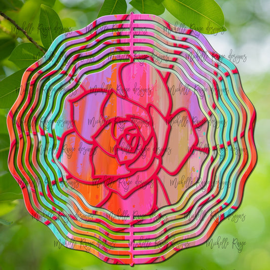 10 inch Wind Spinners - Pink Flower