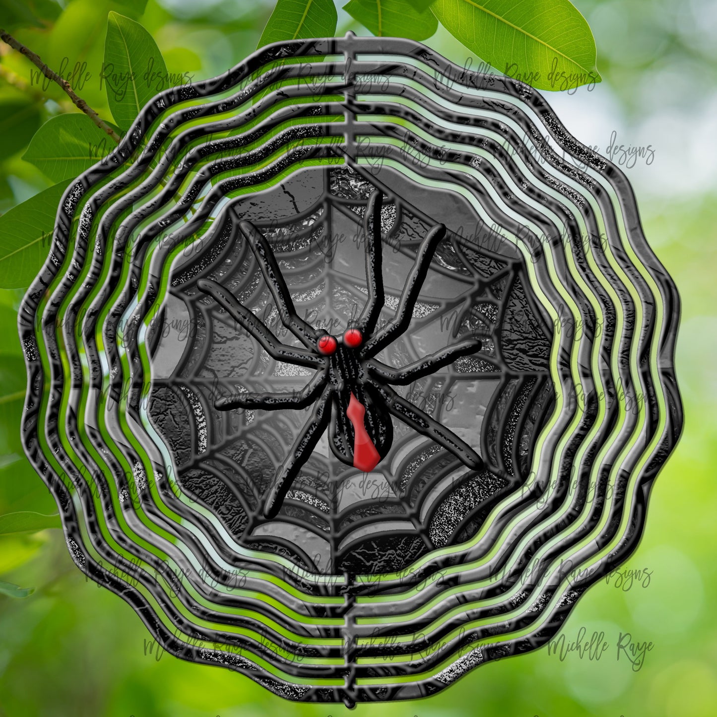 10 inch Wind Spinners- Black and Red Spider