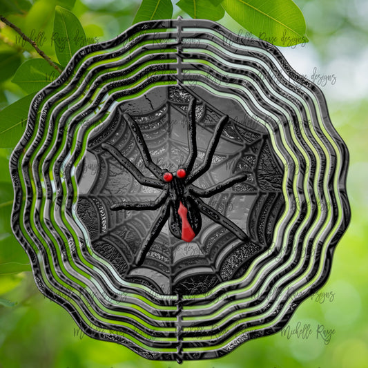 10 inch Wind Spinners- Black and Red Spider