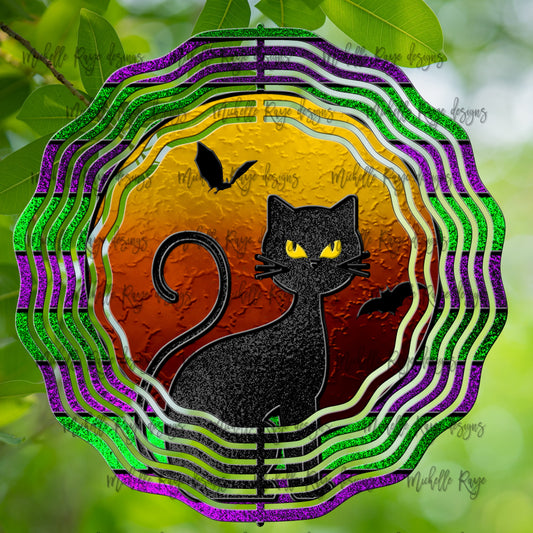 10 inch Wind Spinners - Black Cat