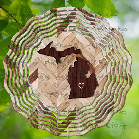 10 inch Wind Spinners- Wood Michigan